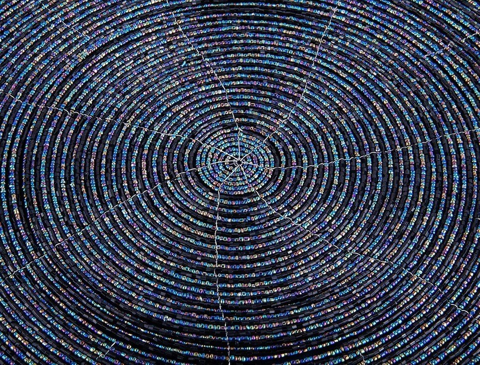 14&#x22; Beaded Placemats Round Placemats Charger Table Mats Sparkle Blue