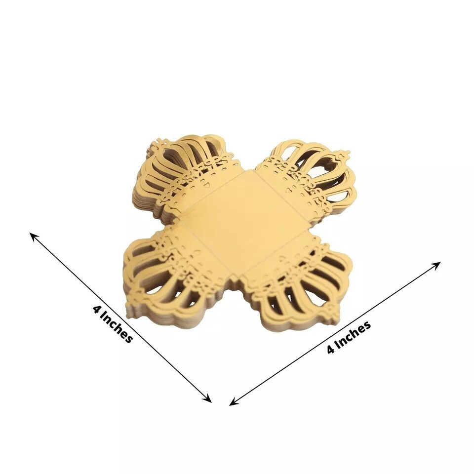 Gold 50 Metallic 4&#x22; Crown Mini Square Paper Cupcake Dessert Liners Party Events