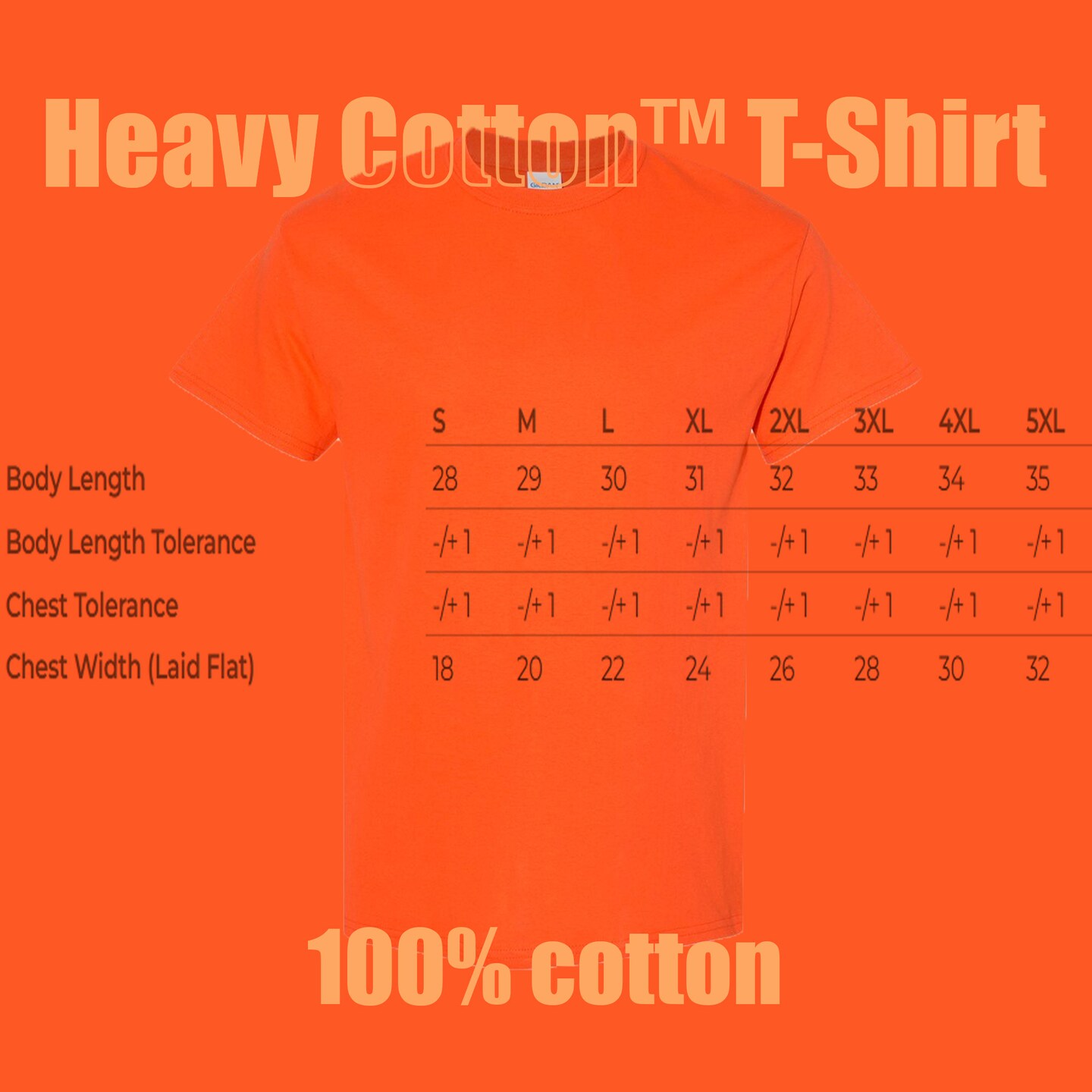 Gildan Heavy Cotton Crewneck T-Shirt Craft Bundle, Orange Unisex Short Sleeve Blanks for DIY Printing (2–14 Pack)