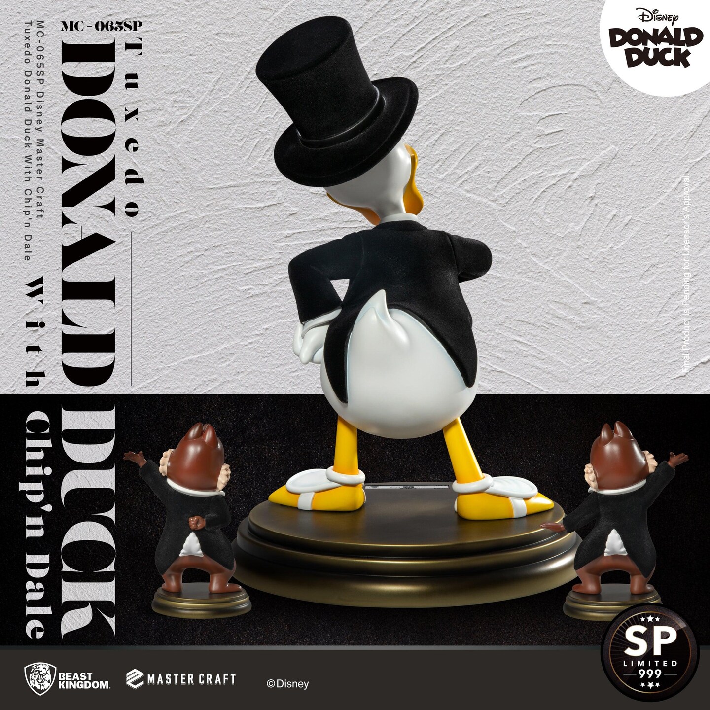 Disney Master Craft Tuxedo Donald Duck (With Chip&#x27;n Dale) Table Top Statue