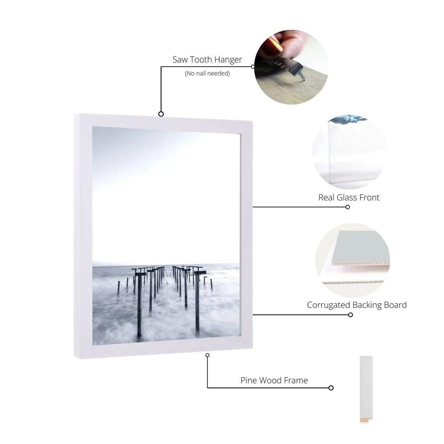 Modern White 24x30 Picture Frame Wood Gallery Wall Decor - 24 x 30 Poster Frame