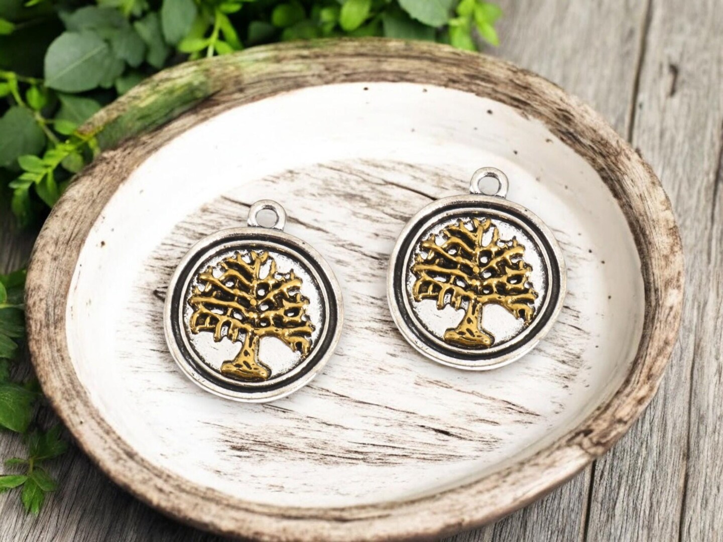 *10* 23x20mm 2 Tone Silver/Gold Tree of Life Charms