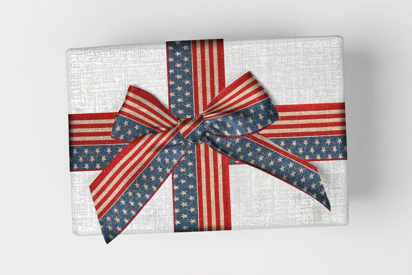 4th of July Patriotic Wired Ribbon – 2.5" x 10 Yards Red & Blue Burlap Ribbon, American Flag & Star Pattern for Crafts, Wreaths, Gift Wrapping, Memorial Day & Independence Day Decorations