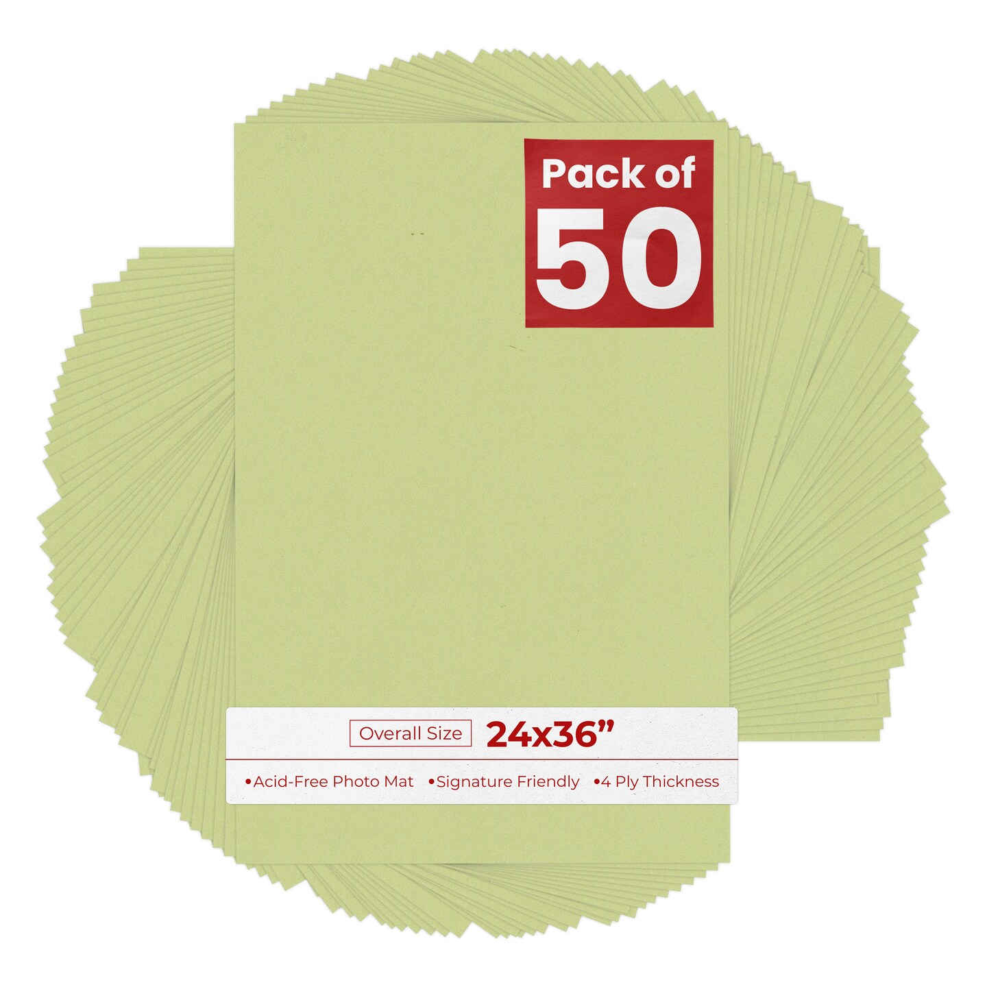 Pistachio Green 24x36 Uncut Mat Board - Blank Sheets, No Opening