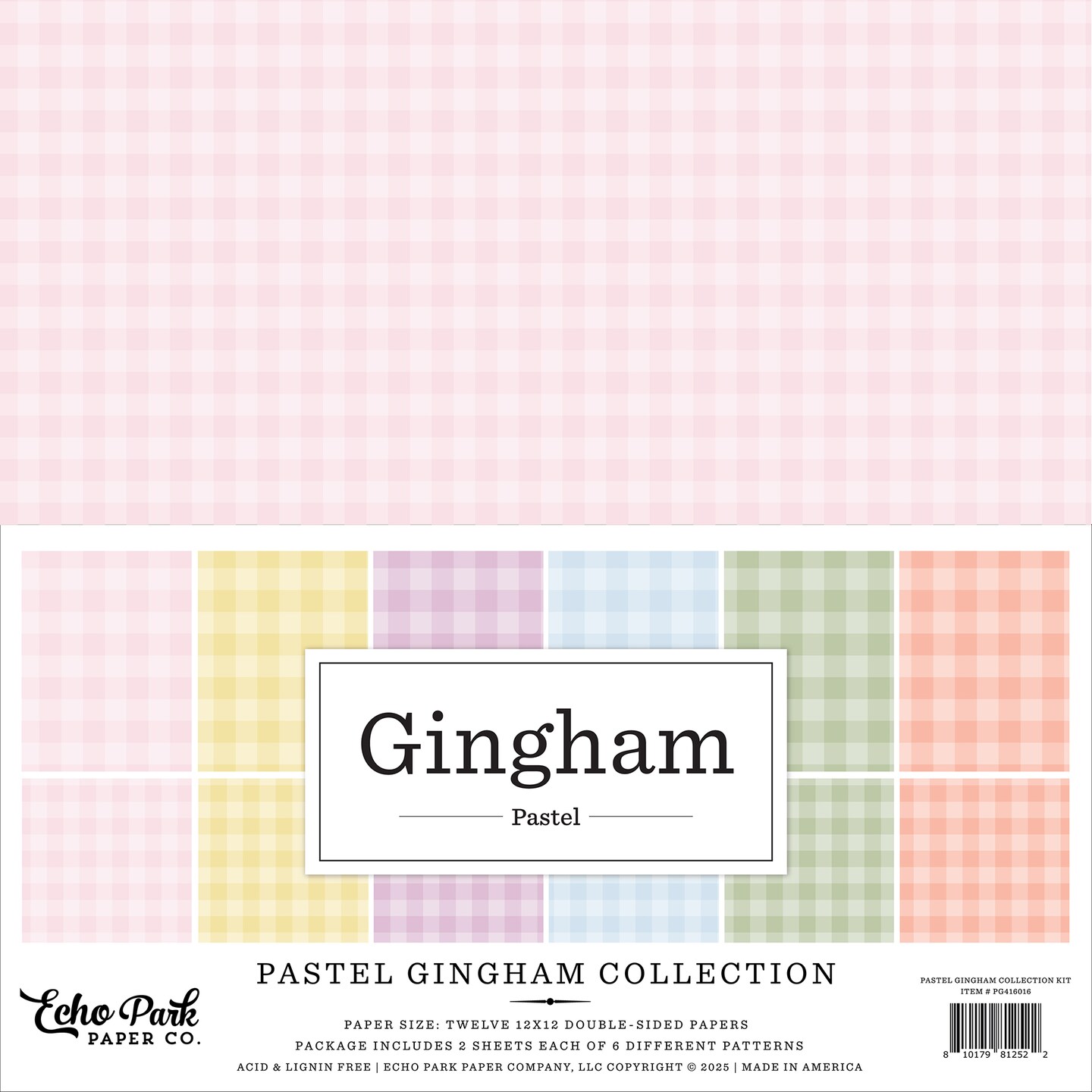 Echo Park - Gingham Collection - 12 x 12 Collection Kit - Pastel Gingham