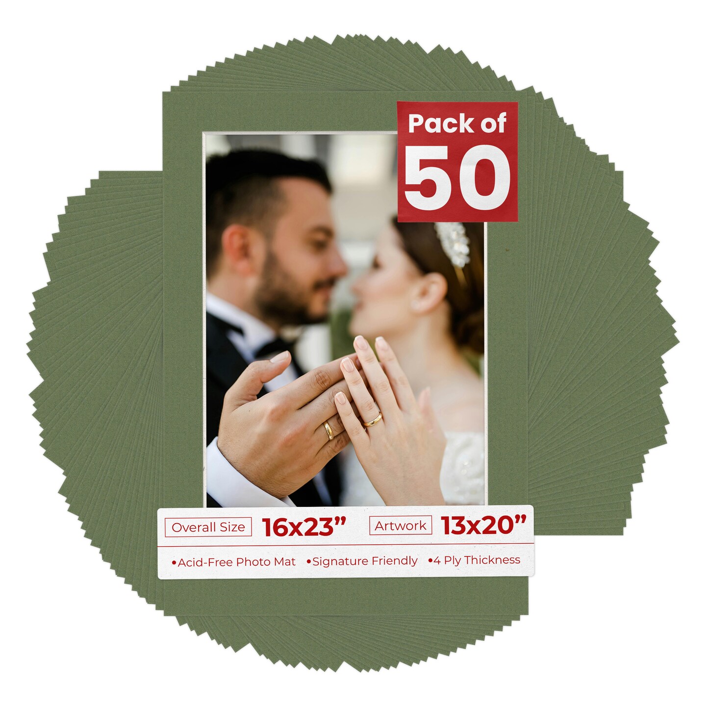 Dill Green Mat Board for 16x23 Frames - Fits 13x20 Photos, Color: Green ...
