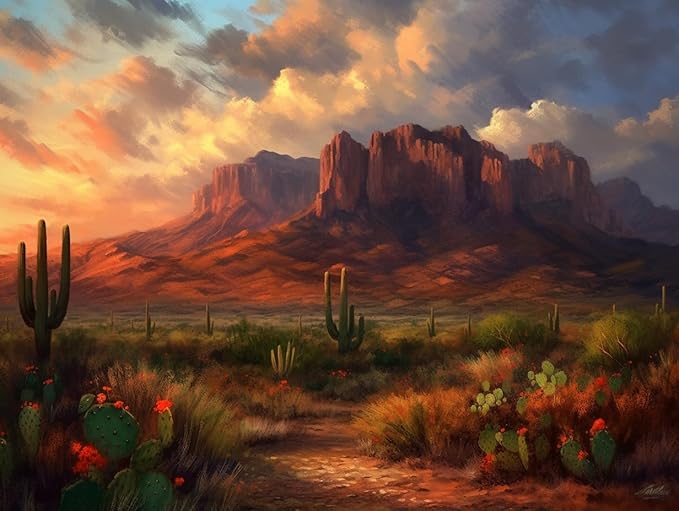 5D Desert Sunset Diamond Art Kit for Adults – Superstition