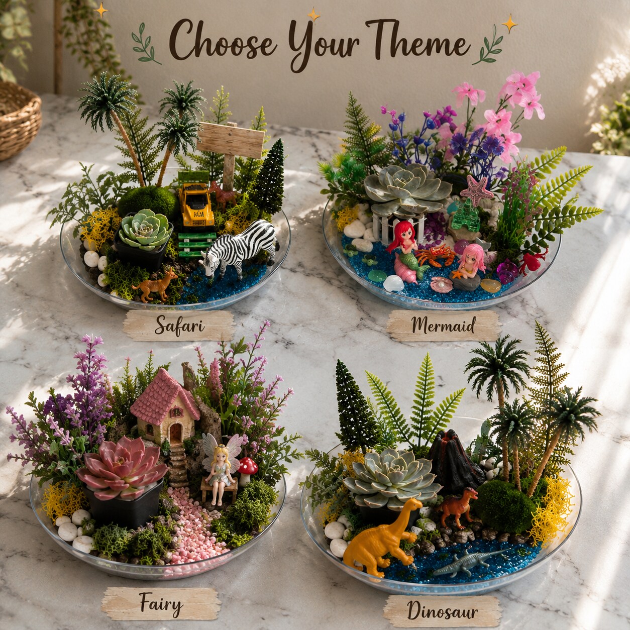 Create Your Own Mini Garden Kit Live Succulent Included Fairy