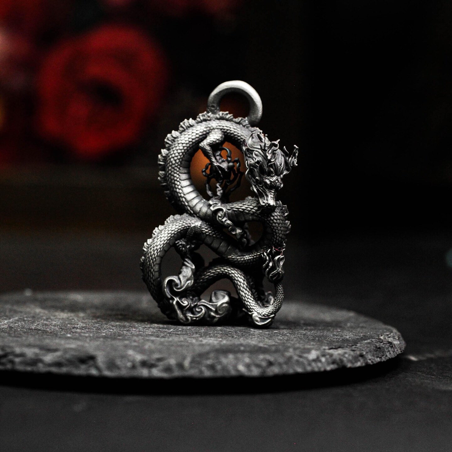silver925 oriental dragonマネークリップ Chinese Dragon Pendant - Handmade 925 Silver Oriental Dragon