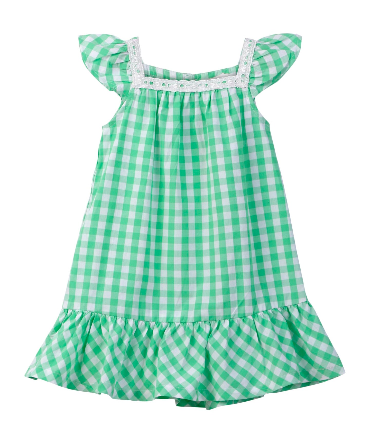 Beebay Y/d check lace detail dress Green - 12-18 Months, Model: 251027-Grn-1218M0000, Color: Green, Size: Toddler