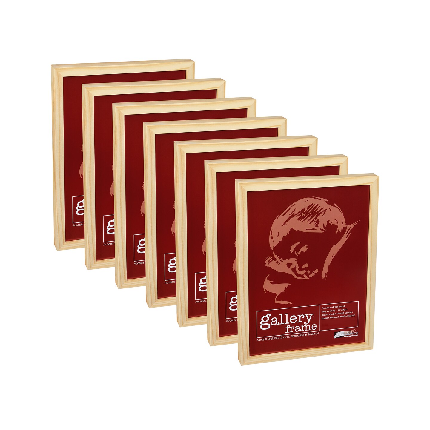 Ambiance Gallery Wood 1.5&#x22; Deep Picture Frames - 4x4&#x22; 8-Pack, Natural Wood Frames, Shatter-Resistant Acrylic Glazing &#x26; MDF Backing, Horizontal or Vertical Wall Display
