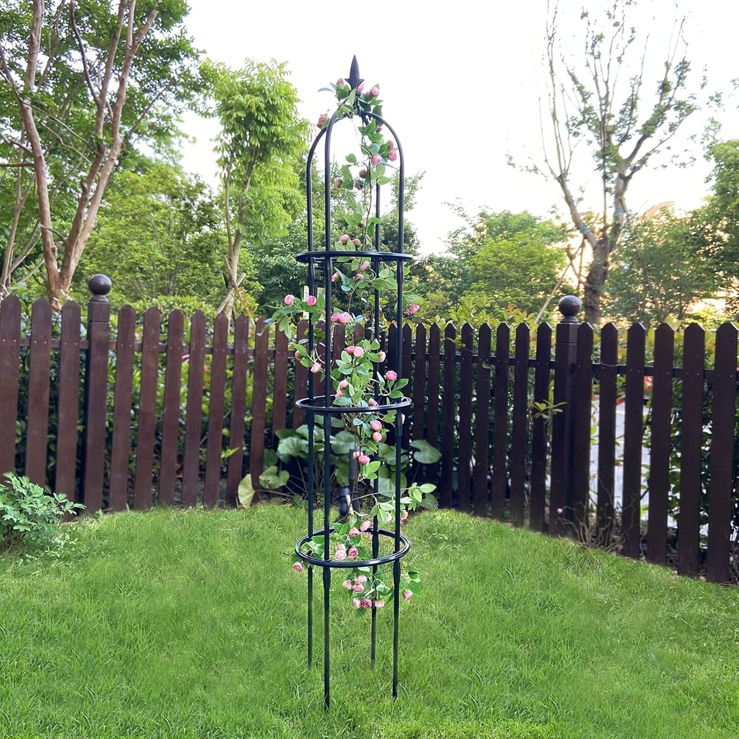 6.2ft Garden Obelisk Trellis Rustproof Metal Tower Stand