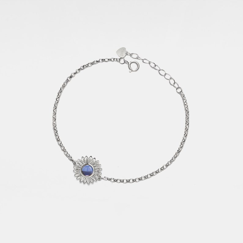 PERIMADE Sunflower Photo Projection Bracelet • Custom Picture Inside Bracelet • Sterling Silver Keepsake Jewelry • Best Friend Gift • B0436 331019608880906261
