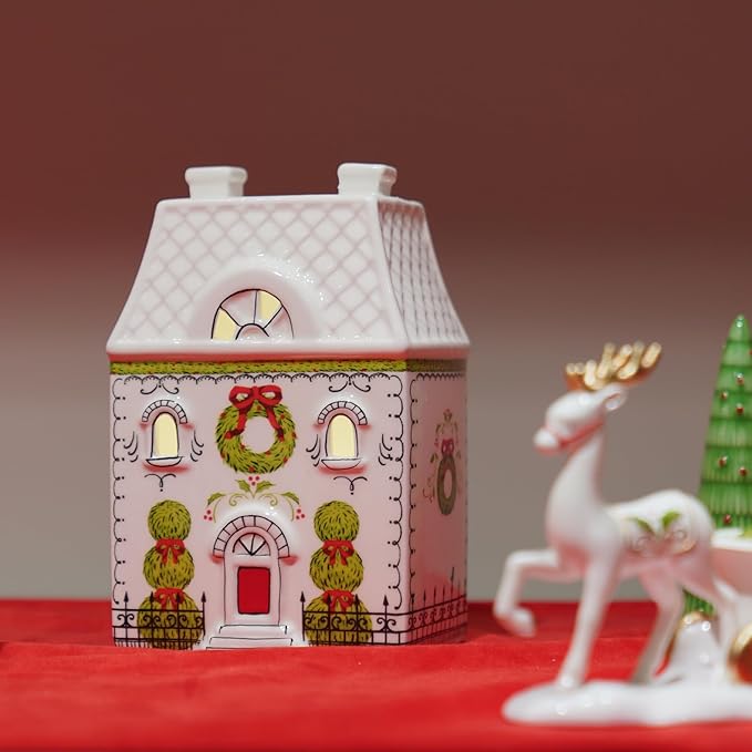 Party Decorations - 6IN Christmas House Décor with Led Lights Decorations Indoor Gift for Women Shelf Table Fireplace Mantel Decor 4 * 2.5 * 6 Inch