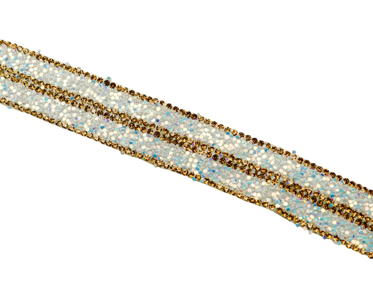 3/4&#x22; x 5 Yards Gold AB Crystal Cluster Iron-On Rhinestone Trim