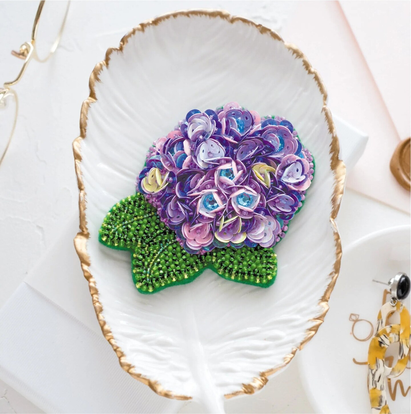 Bead Embroidery Decoration Beautiful hydrangea