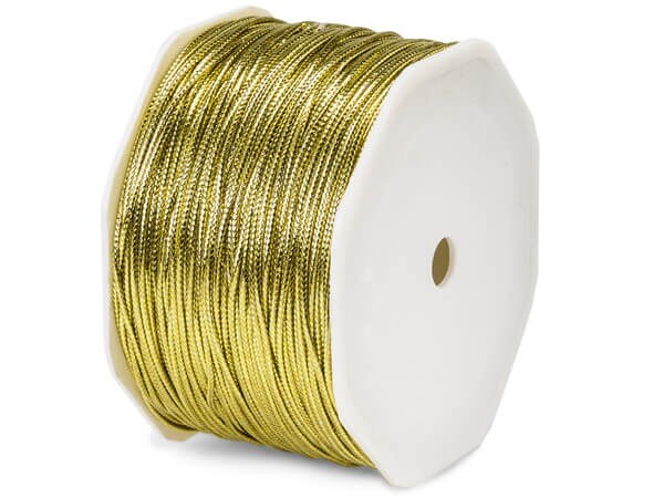 1/16&#x22; x 144 Yards Gold Metallic Tinsel Cord Rope