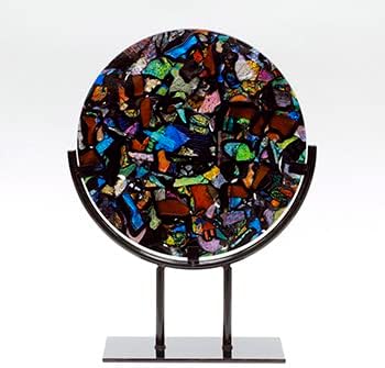 8 Inch Round Black Wrought Iron Metal Art Craft Display Stand, Fused Glass Art Base, Plate Stand/Plate Holder, Round Art Panel Stand