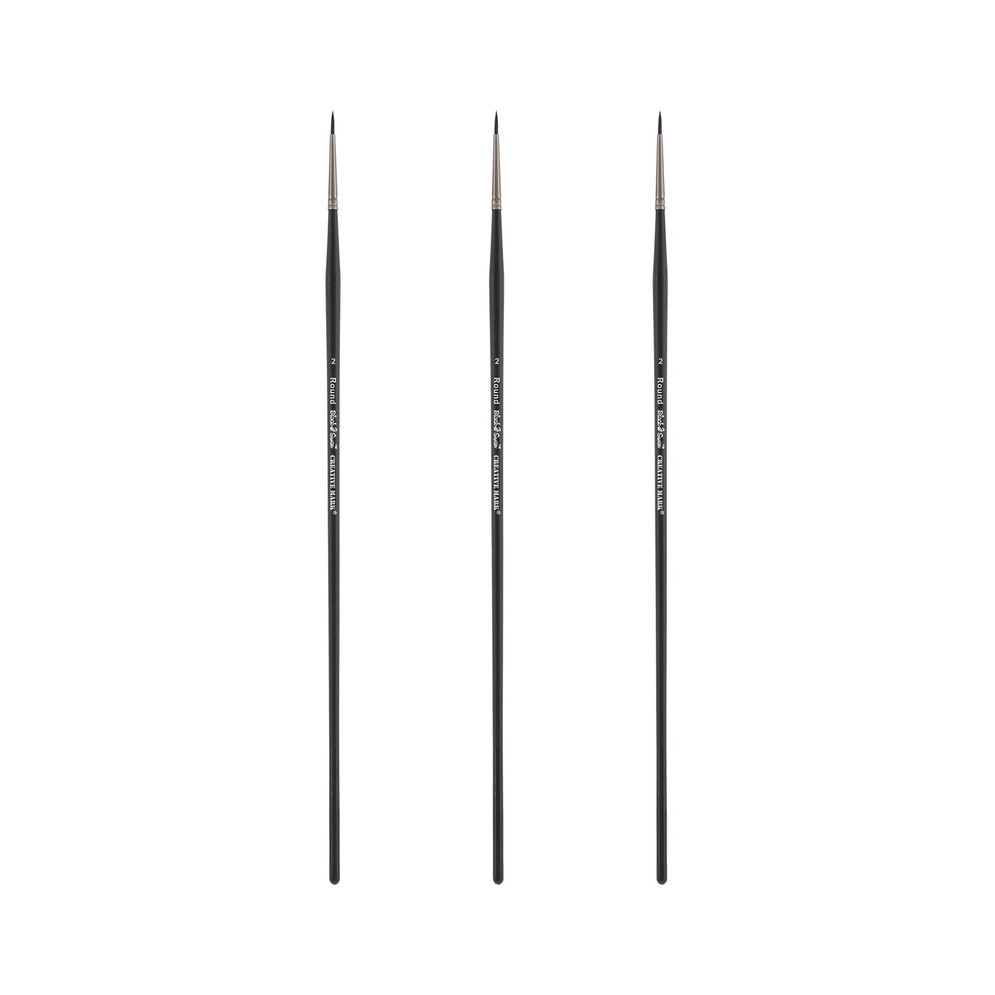 Black Swan Synthetic Red Sable Round Paint Brushes Sets of 2 - Professional Quality Long Handle Paint Brushes for Oil, Heavy Body Media and Acrylic - Artists of All Levels