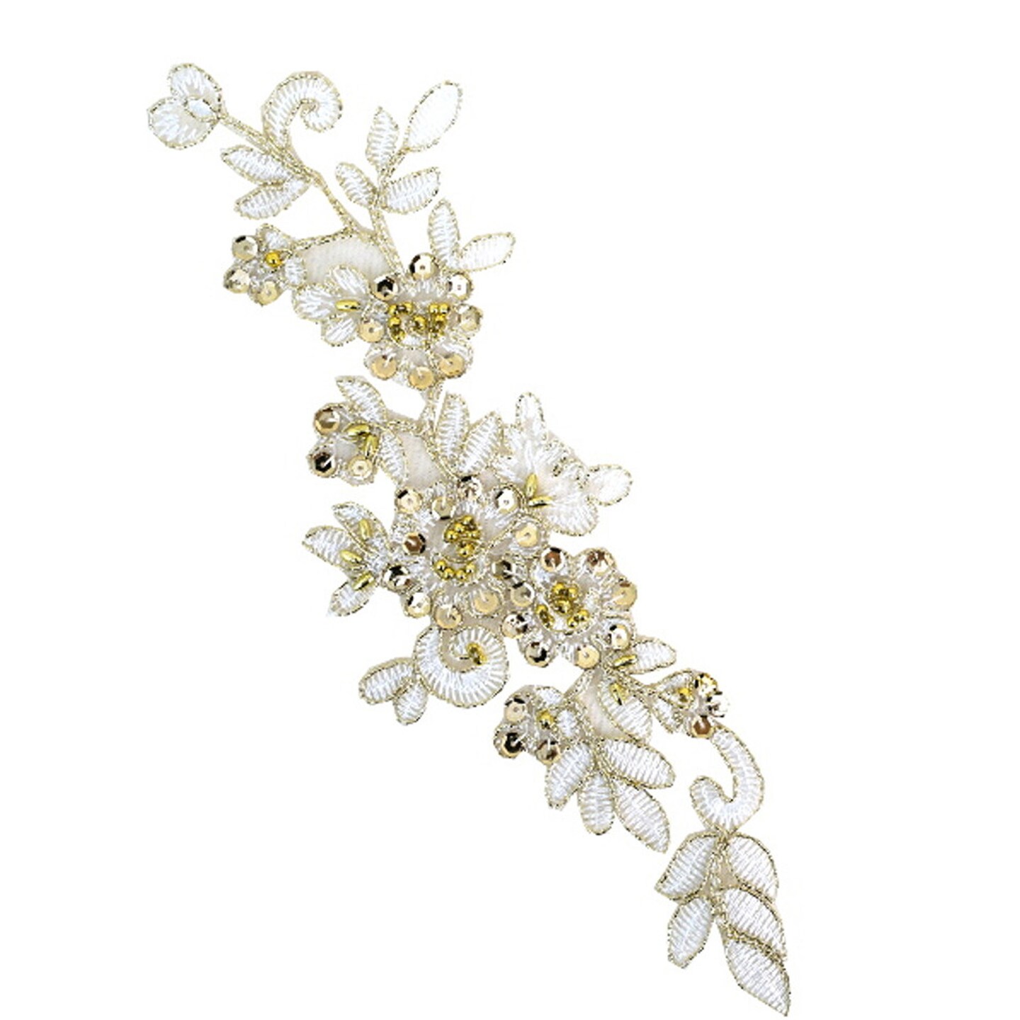3.5&#x22; Wide x 12&#x22; Long Gold Bridal Venice Lace with Beaded Sequins Pack of 25