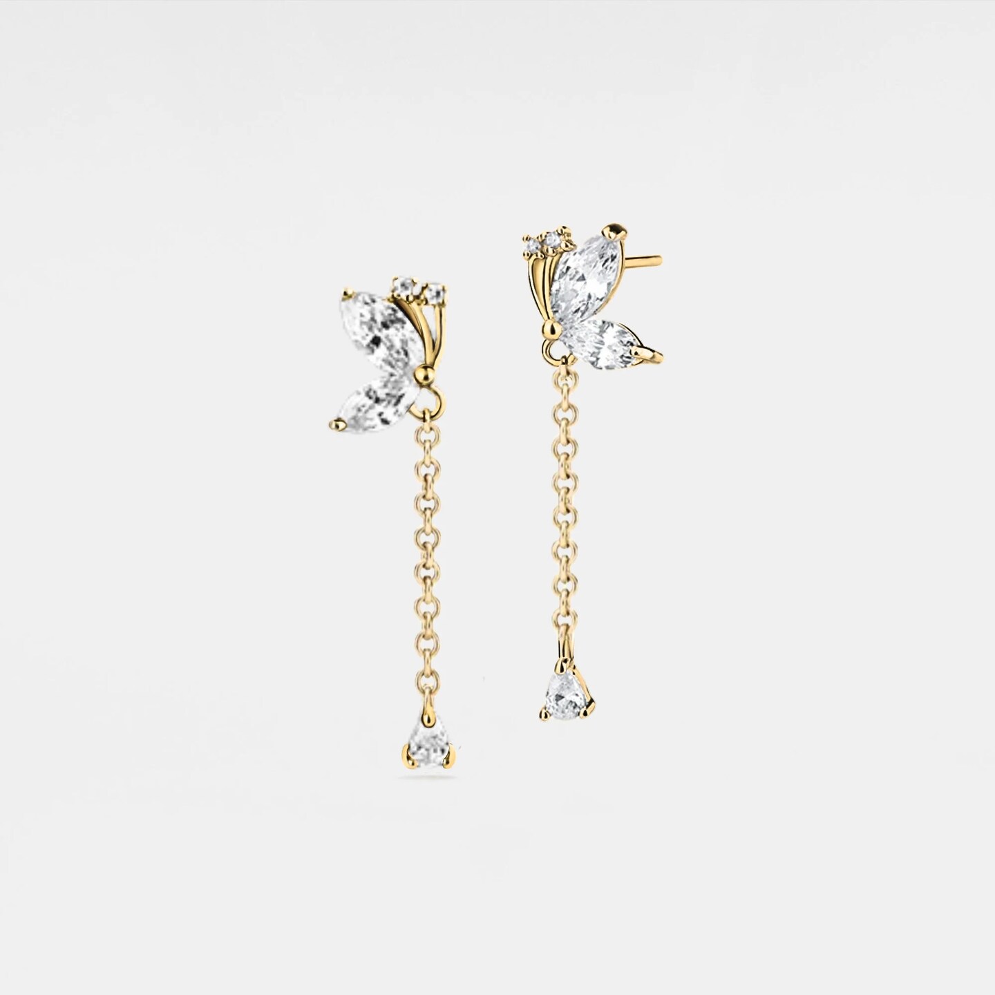 PERIMADE Butterfly Dangle Drop Earrings • Dainty Gold