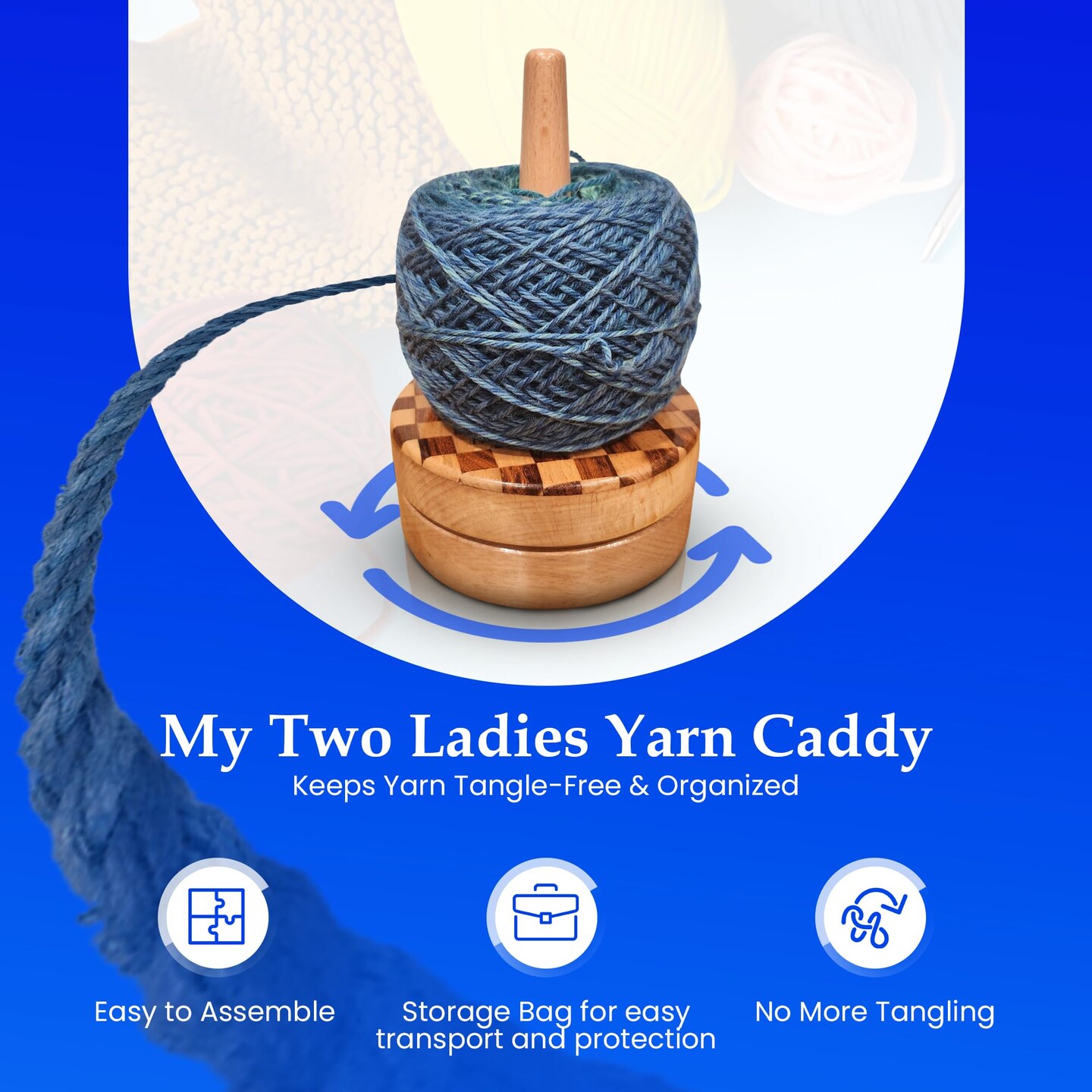 My Two Ladies Revolving Yarn Caddy | w/Premium Case