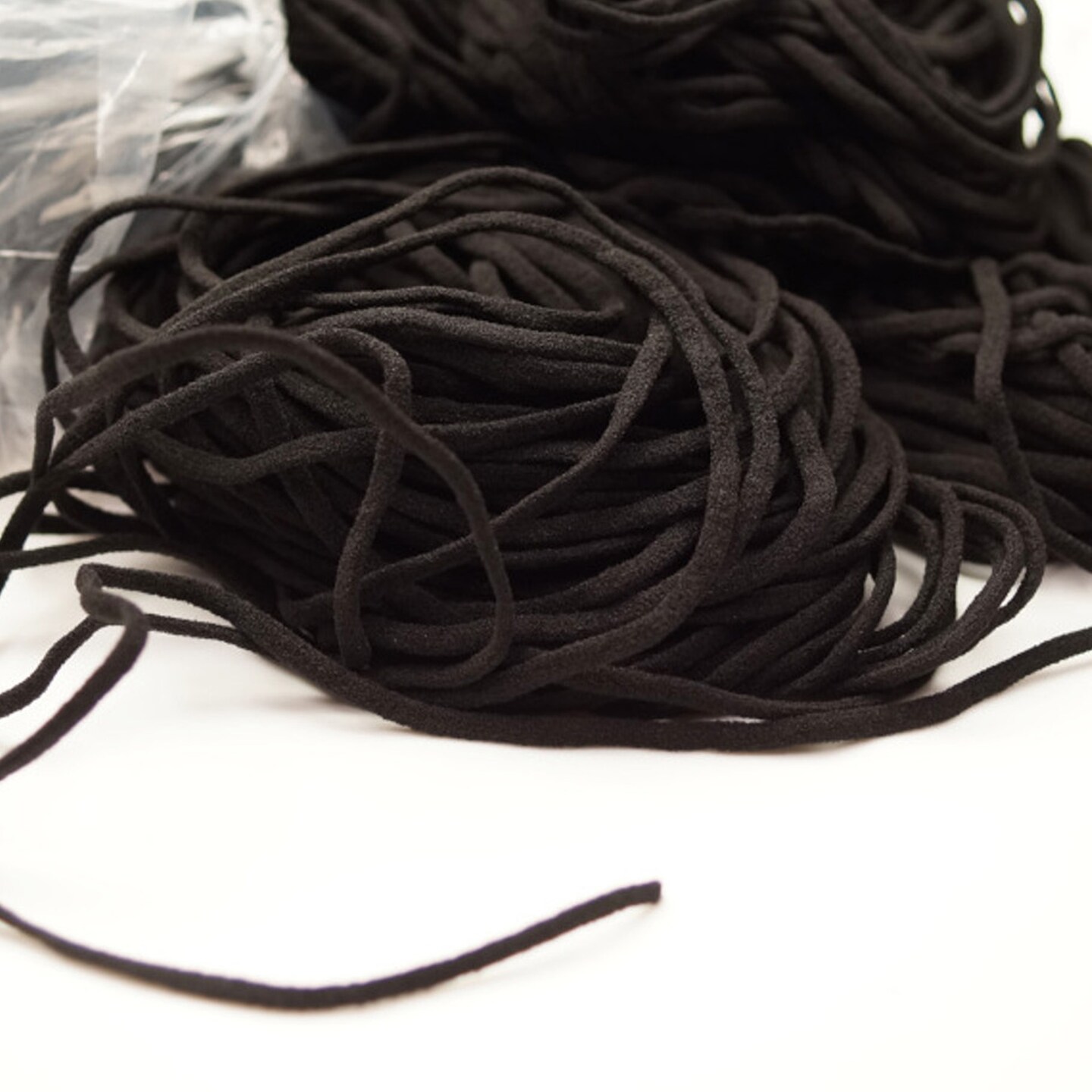1/8&#x22; Black Rounded Knit Elastic Cord