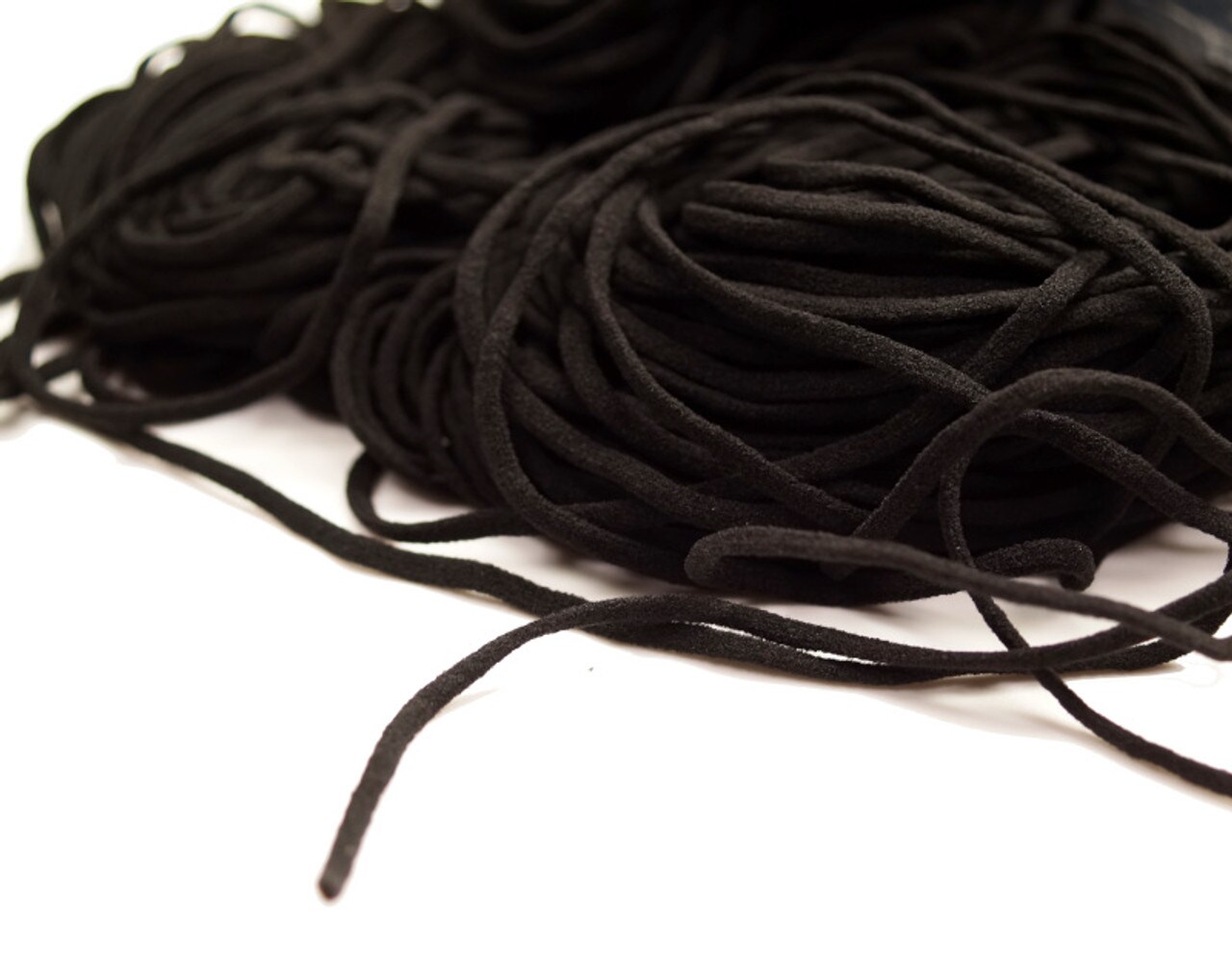 1/8&#x22; Black Rounded Knit Elastic Cord