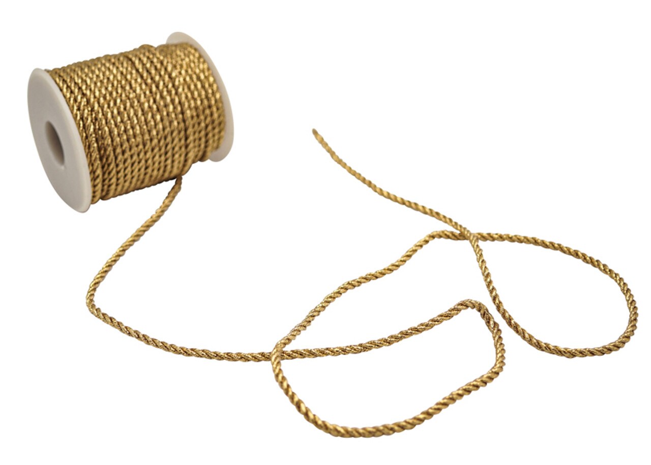 3mm x 25 Yards Metallic Gold Rope Trim Pack of 5 Spools