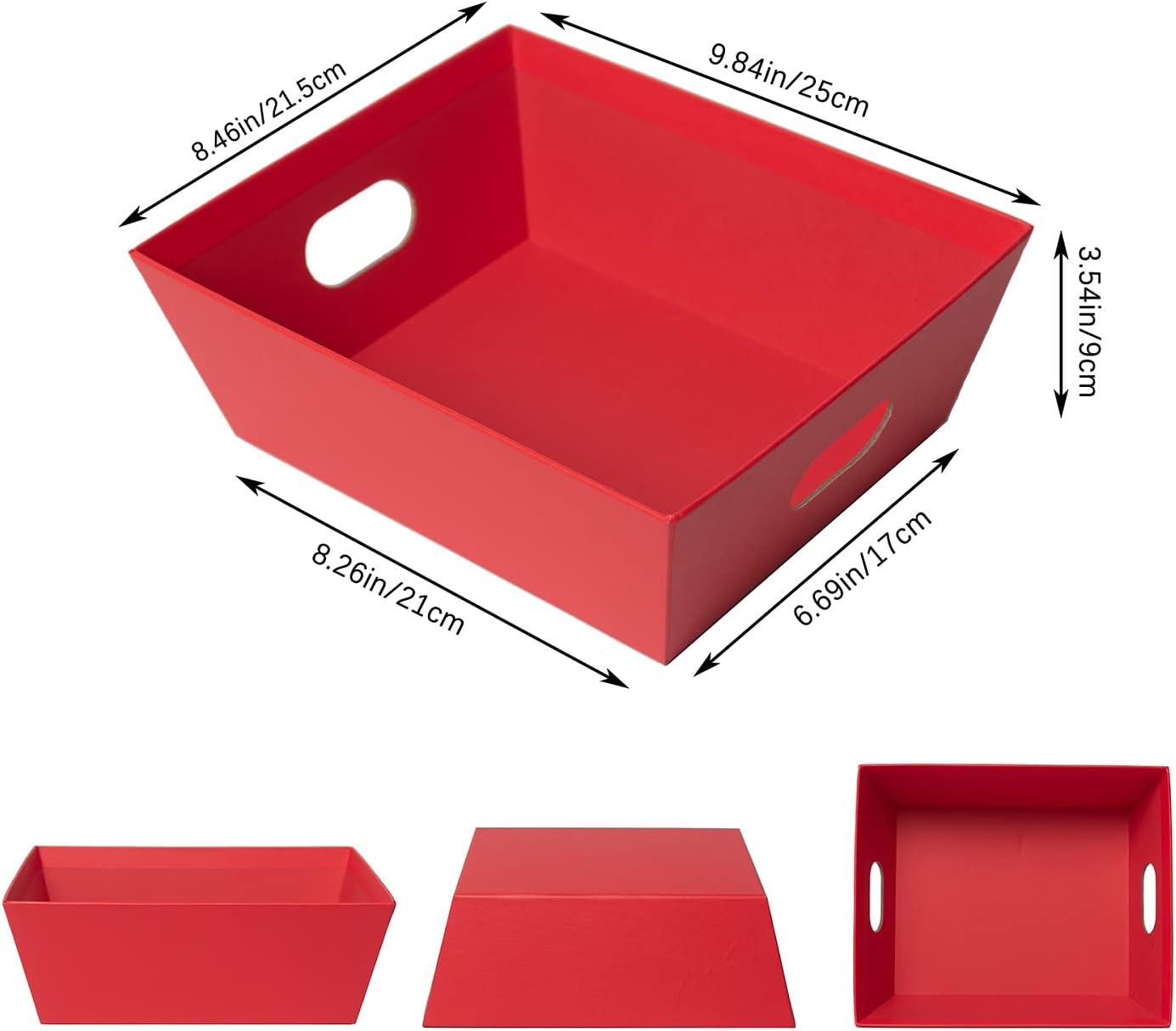 Basket For Gifts Empty, 5 Pack Sturdy Empty Gift Basket Kit With Handles, Red Cardboard Empty Gift Baskets To Fill Bulk For Holiday, Birthday, Christmas, Valentines Day And Any Occasion