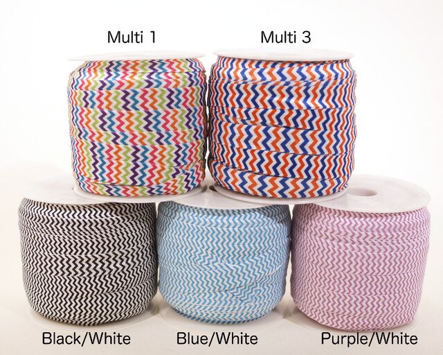 5/8 x 50 Yards Multi Colored Chevron Fold Over Elastic Sewing Trim