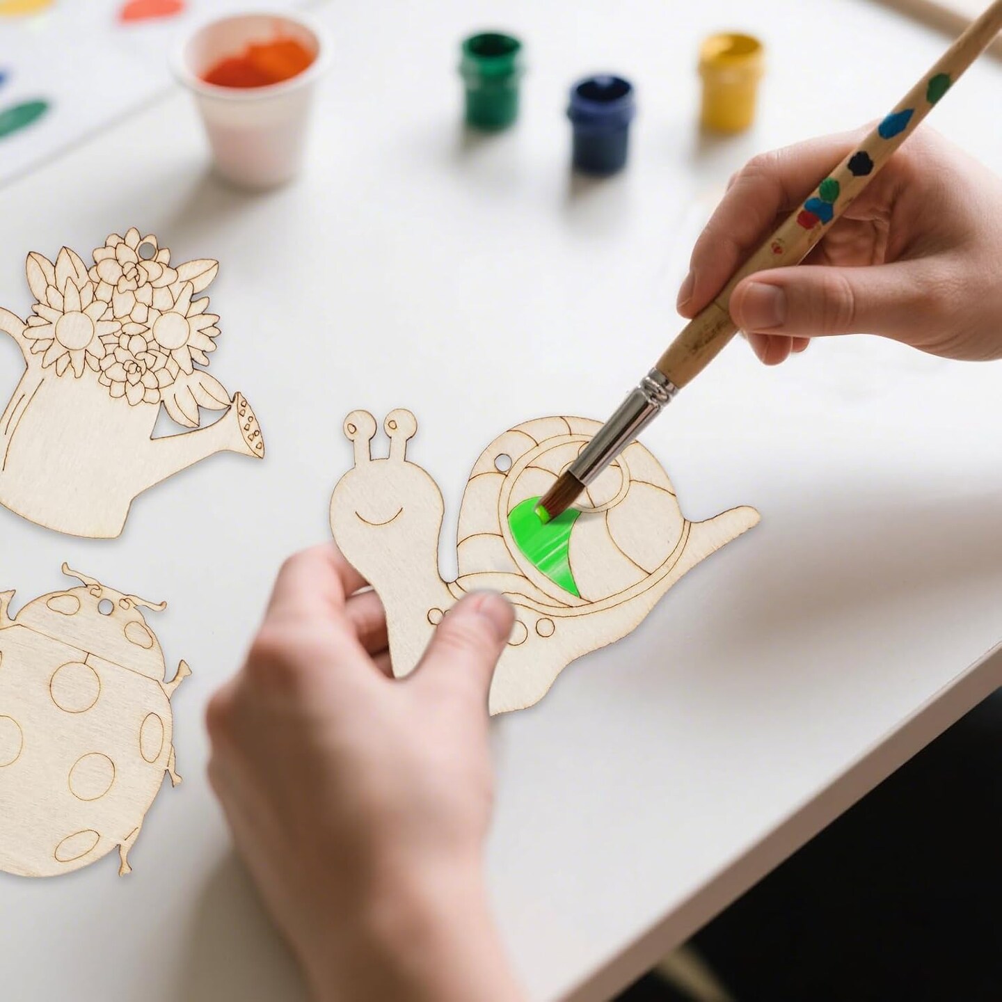 24PCS Spring Crafts for Kids, Wooden Spring Ornaments to Paint, 8 Styles Unfinished Wood