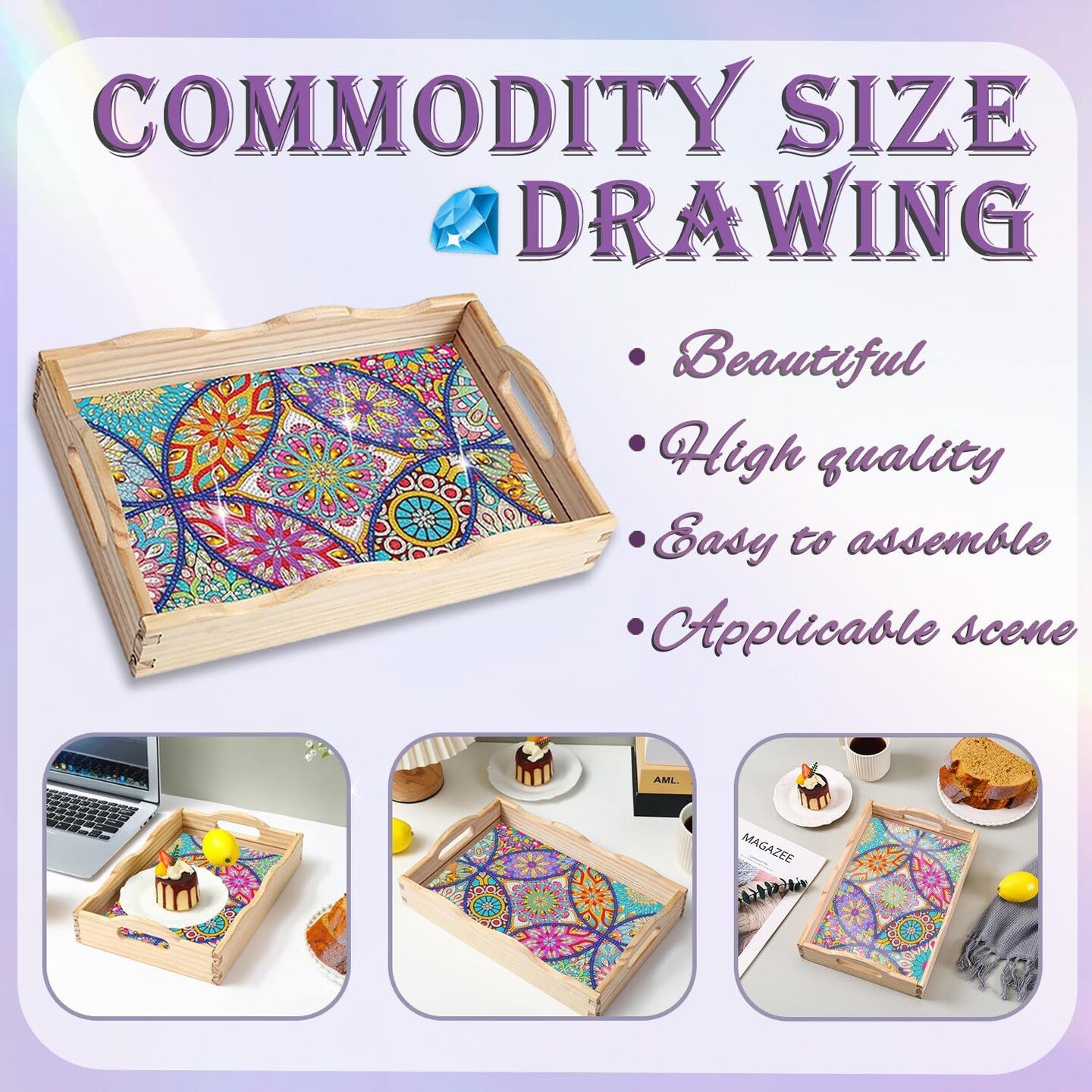 5D Diamond Painting Big Gem Arts and Craft Gifts-7.8x11.8 Inches Mandala A