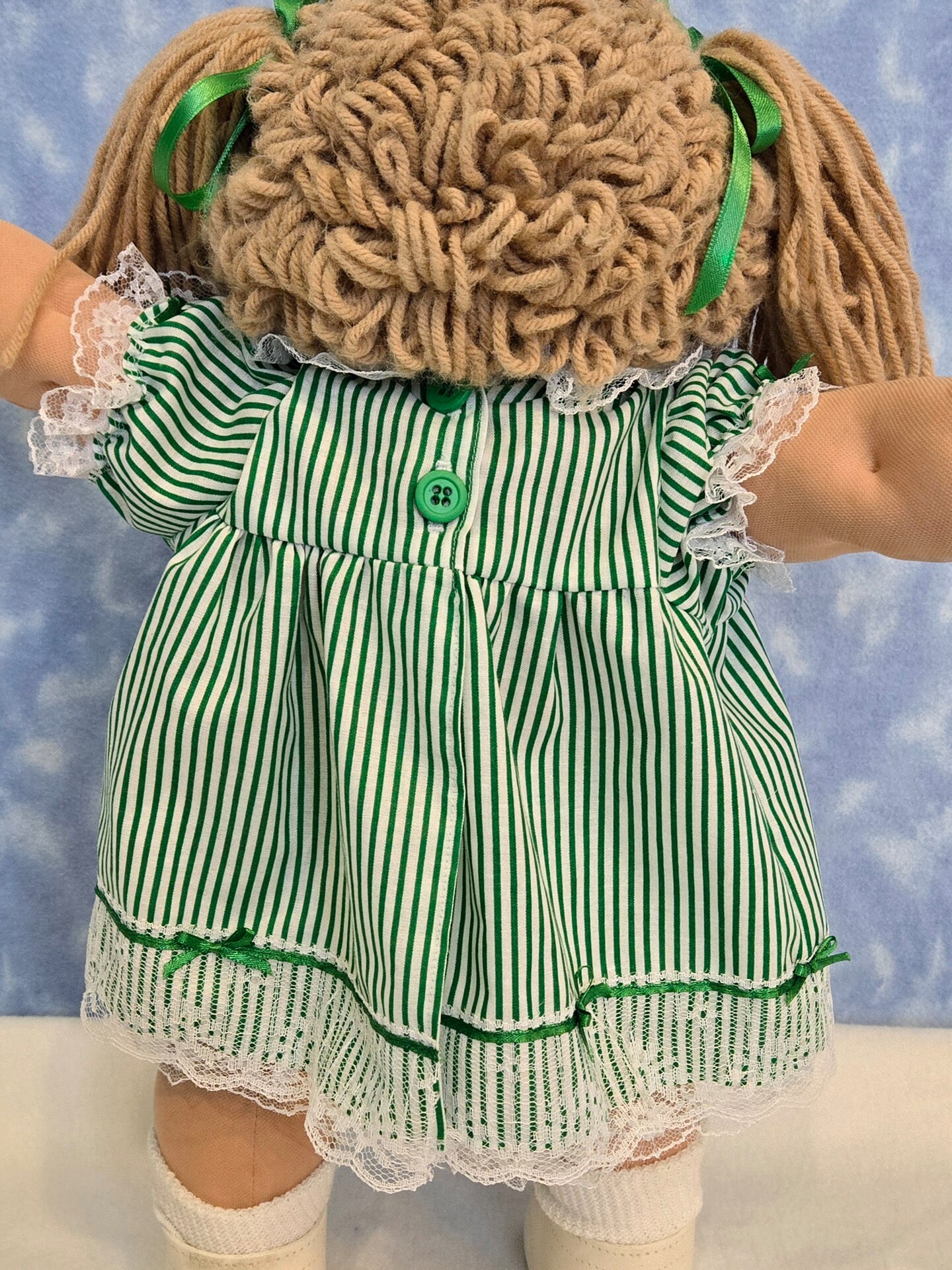 Copy-Cabbage Patch Christmas Clothes - Handmade for 16" - 17" Girl Dolls -  Green and White Candy Striped Dress - Wintergreen Wonderland | MakerPlace  by Michaels