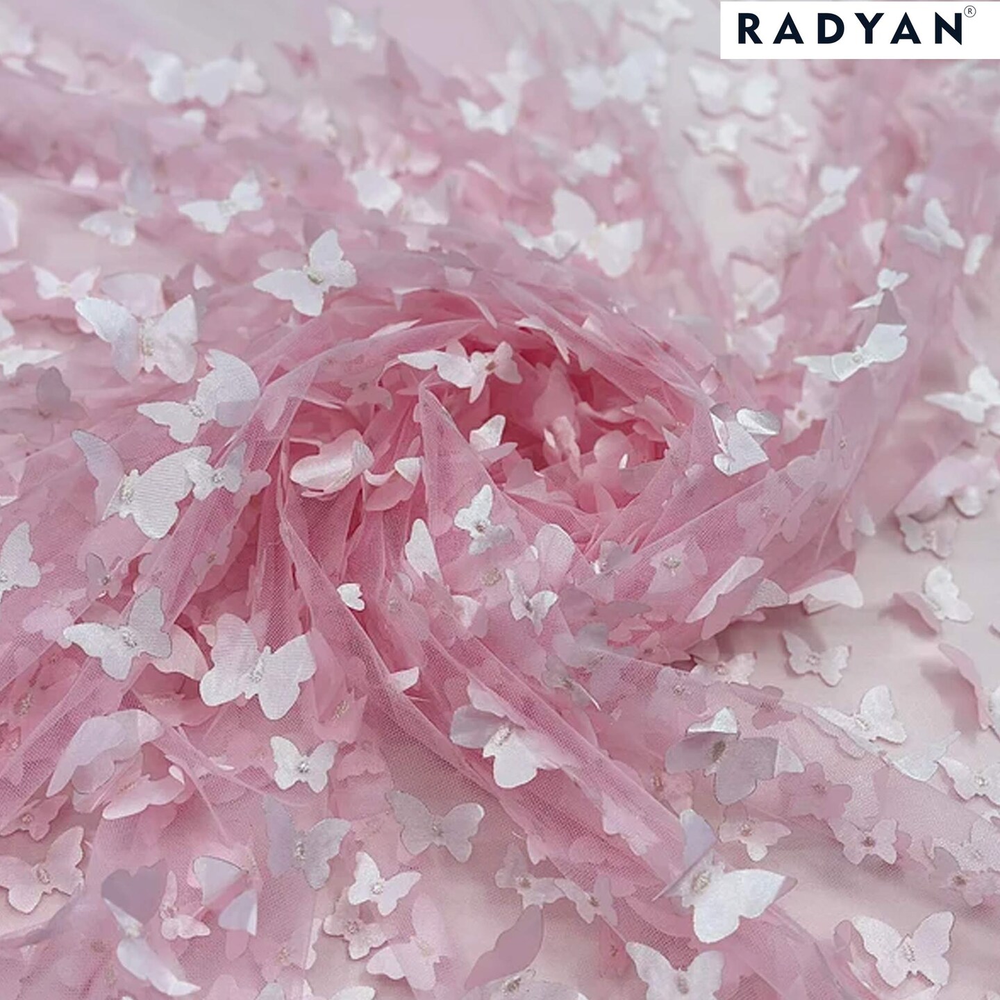 1 Yard 3D Butterfly Embroidered Satin Lace Polyester Fabric Elegant Material 60 Inch Width