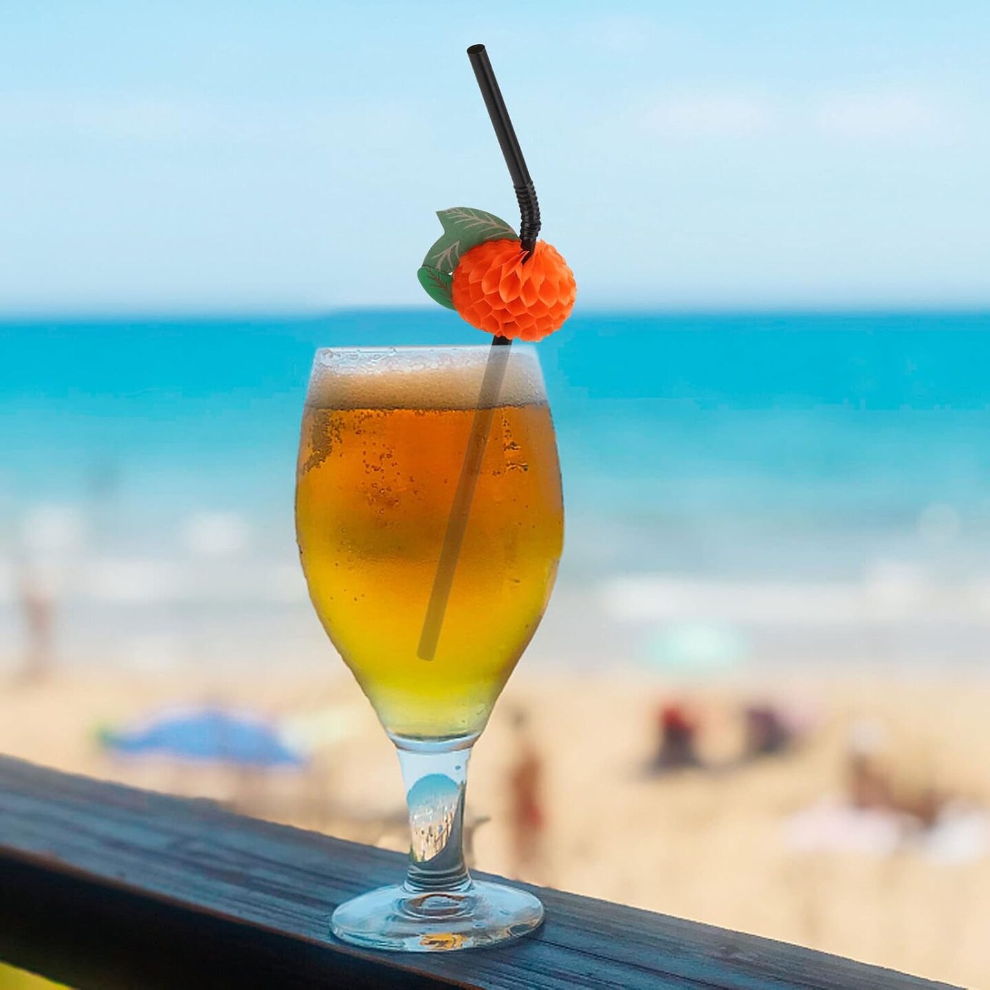 100pcs Fruit Drinking Straws, Disposable Honeycomb Plastic Straws, Tropical Hawaiian Beach Cocktail Pool Luau Party Decorations Supplies