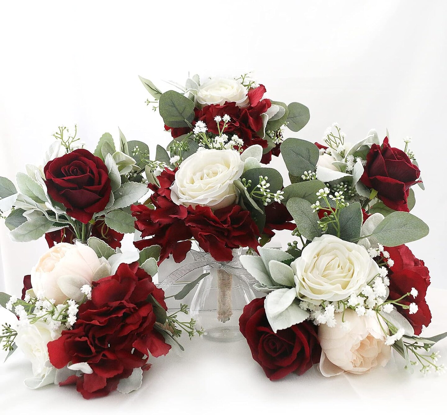 Set of 6 Artificial Flowers Bridesmaids Bouquets
