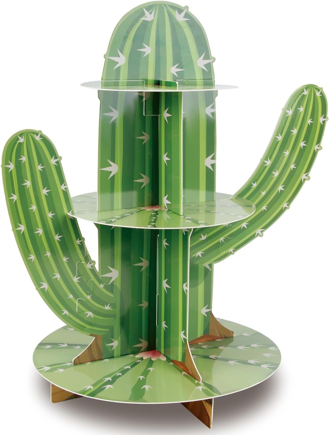 3 Tier Cactus Cupcake Stand, Green Cactus Shape Cupcake Holder for Mexican Fiesta Party Supplies, Taco Party Decorations, Cinco De Mayo Party Favors