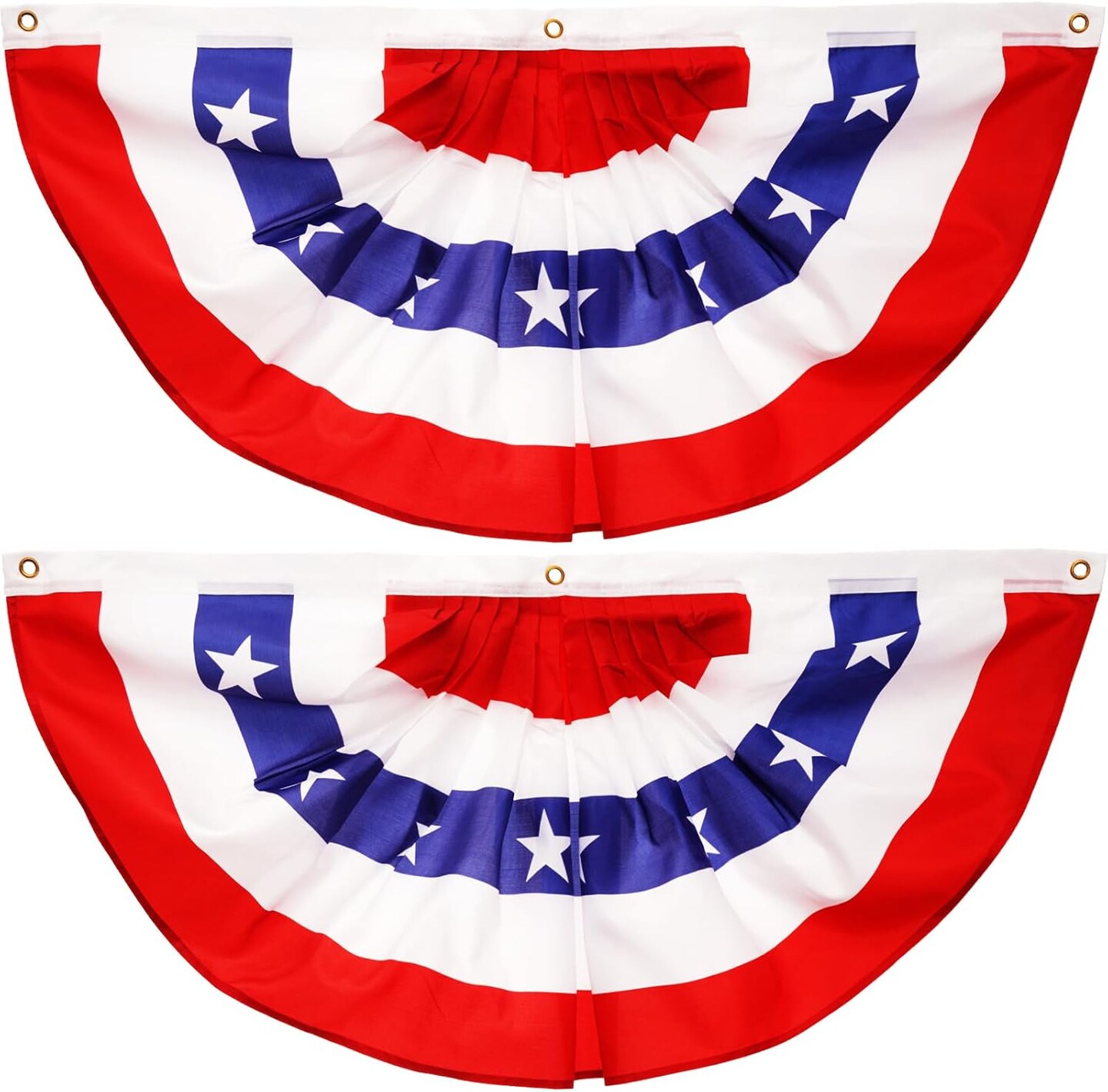 3x6 FT American Pleated Fan Flag - 2 Pack | Durable Polyester 210D USA Bunting Flags | Patriotic Fourth of July USA Banners, Vibrant Patriotic Design, Fade-Resistant, US Half Fan Bunting Flag Decoration