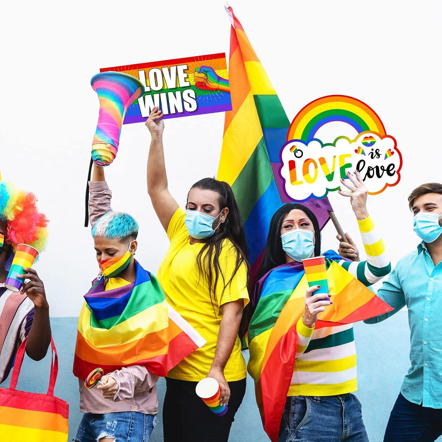 20 Pcs Gay Pride Sign Love Is Love Sign Decorations Rainbow LGBTQ Multicolor Love Has No Gender Pride Yard Decorations