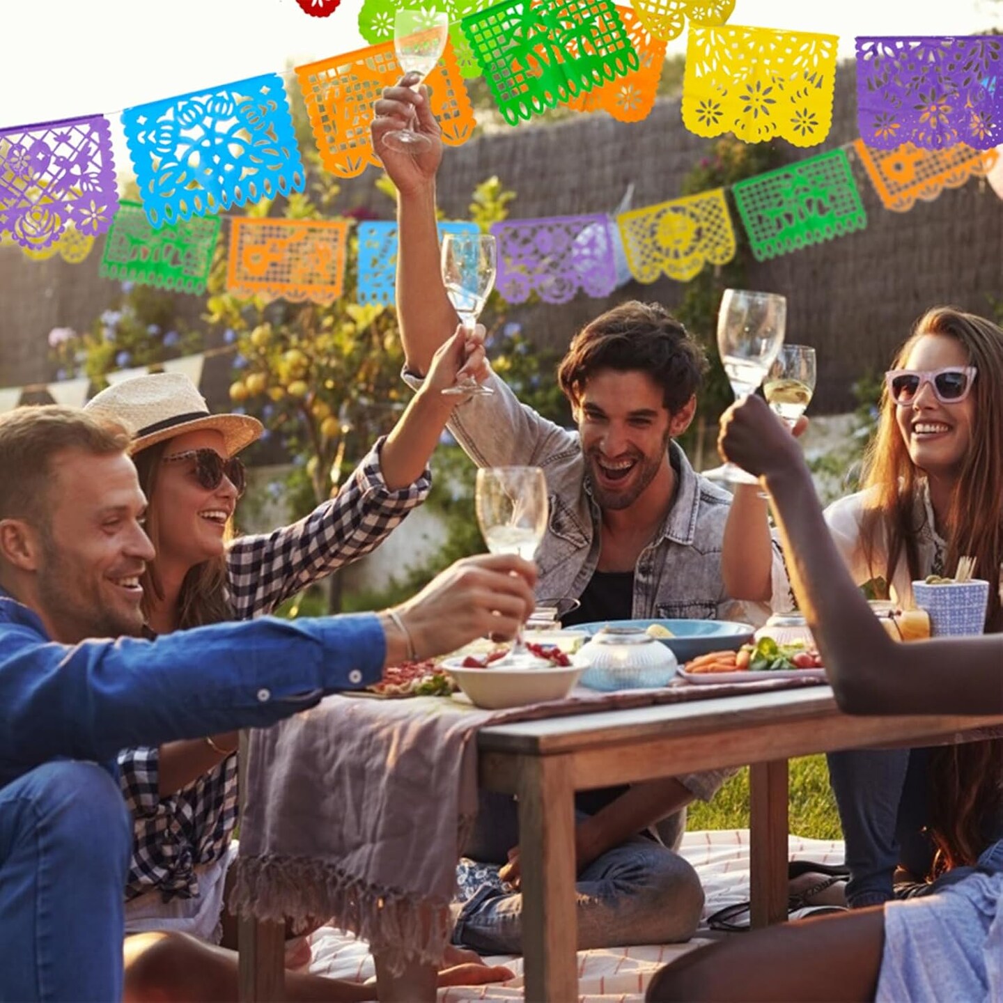 3 Packs Mexican Party Decoration, 54 Feet Plastic Papel Picado Fiesta Banner Cinco de Mayo Garland