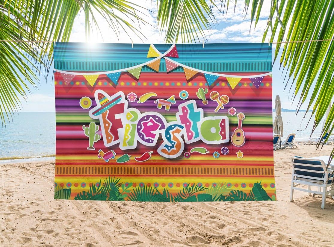 Fiesta Theme Photography Backdrop &#x26; Studio Props Kit, Cinco De Mayo Party Decorations, Mexican Photo Booth Background for Pictures, Summer Pool Mexicana Birthday Party Supplies
