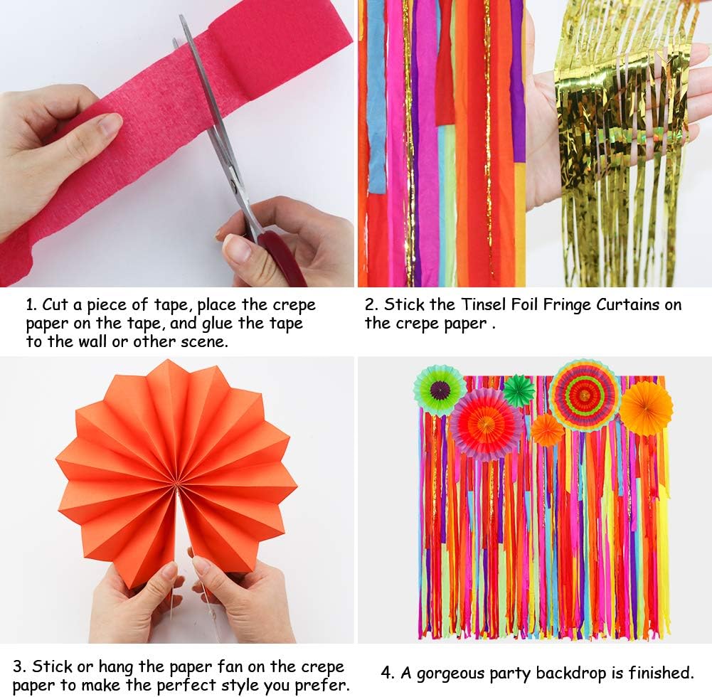 Mexican Fiesta Theme Party with Fiesta Paper Fans, Mexican Fiesta Cinco De Mayo Party Decorations Streamer for Taco Party Wedding Bridal Baby Shower Birthday Supplies