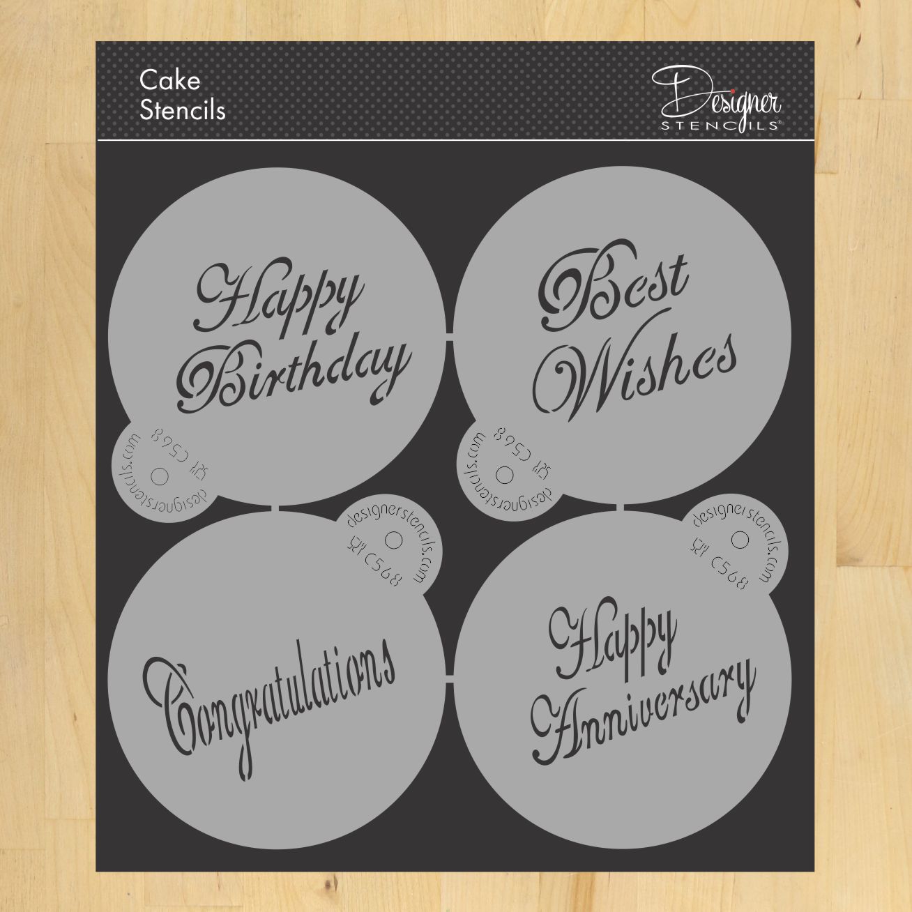 Script Celebration Cookie Stencil Set | C568 by Designer Stencils | Cookie Decorating Tools |