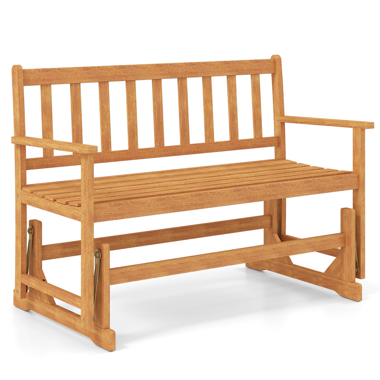 Natural Wooden Outdoor Glider Bench Rocking Loveseat Ideal for 2 Person
