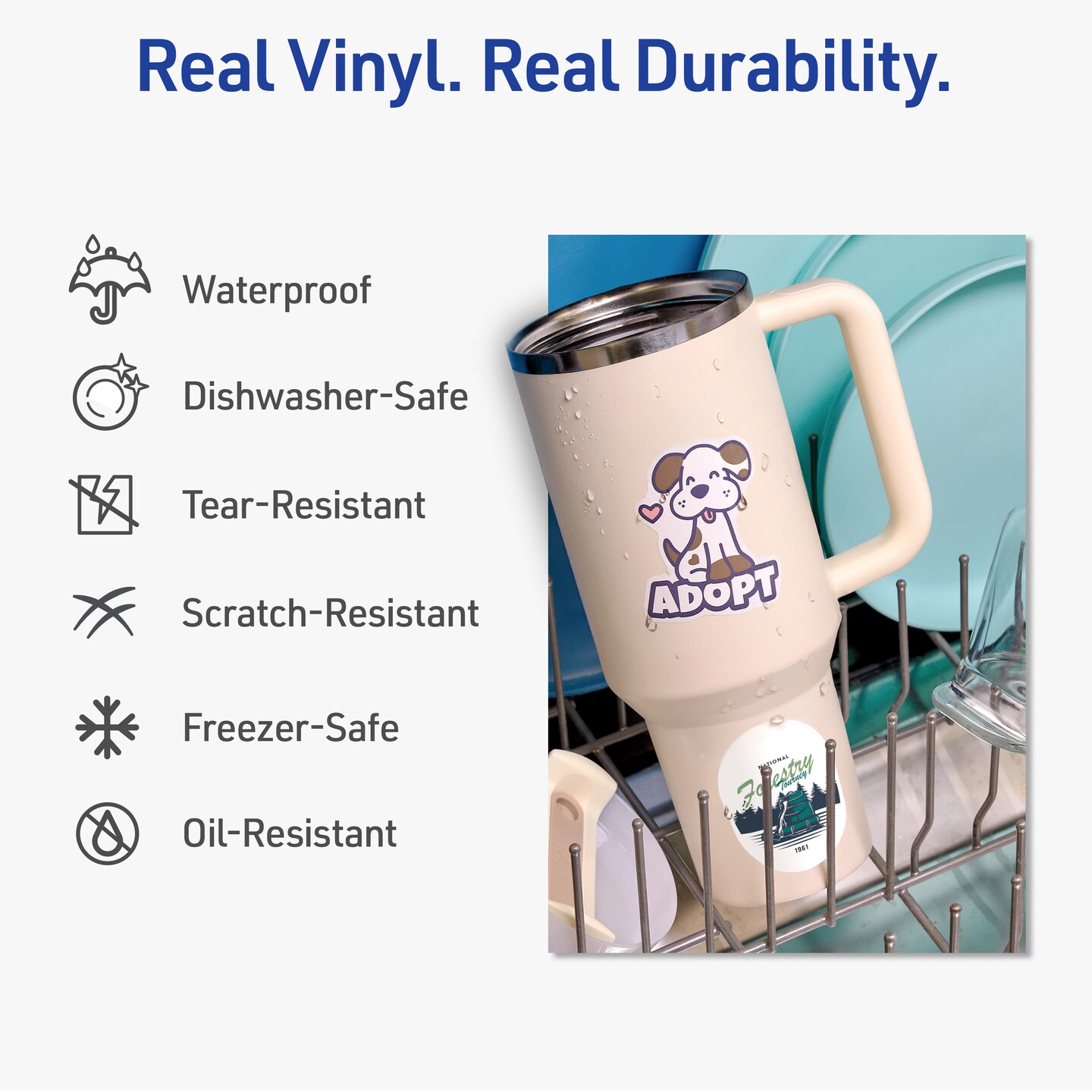 Avery Vinyl Sticker Paper, 8.5&#x22; x 11&#x22; Rectangle