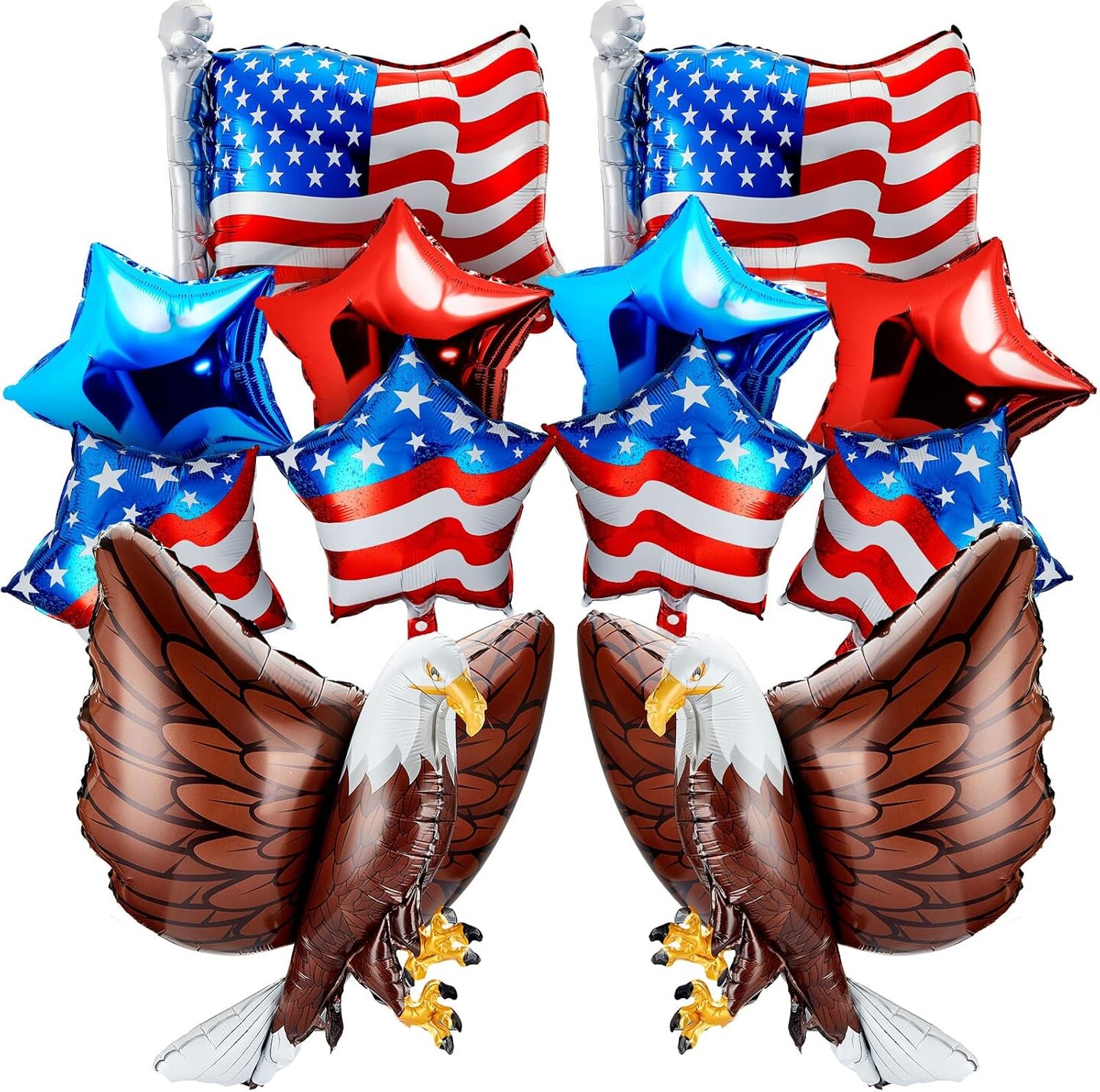12 Pcs Patriotic Eagle Balloon USA Red White and Blue Elections Party Decorations Large Eagle Foil Balloons Star American Flag decor for Veterans Day Birthday Party