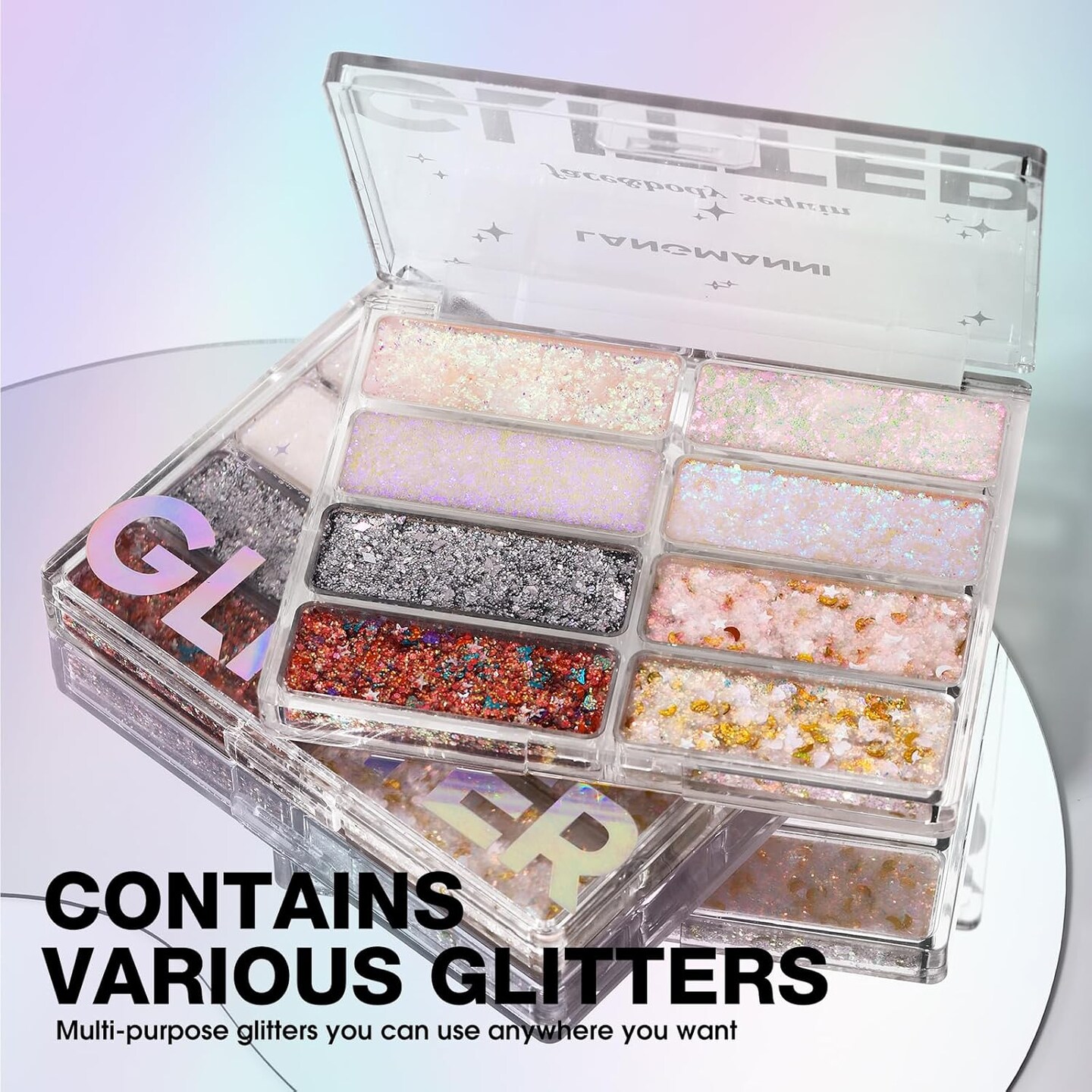 8 Colors Face &#x26; Body Glitter Palette - Holographic Changing Sparkling Mermaid Sequins for Women Girls Music Festival Party Rave Makeup(#A)