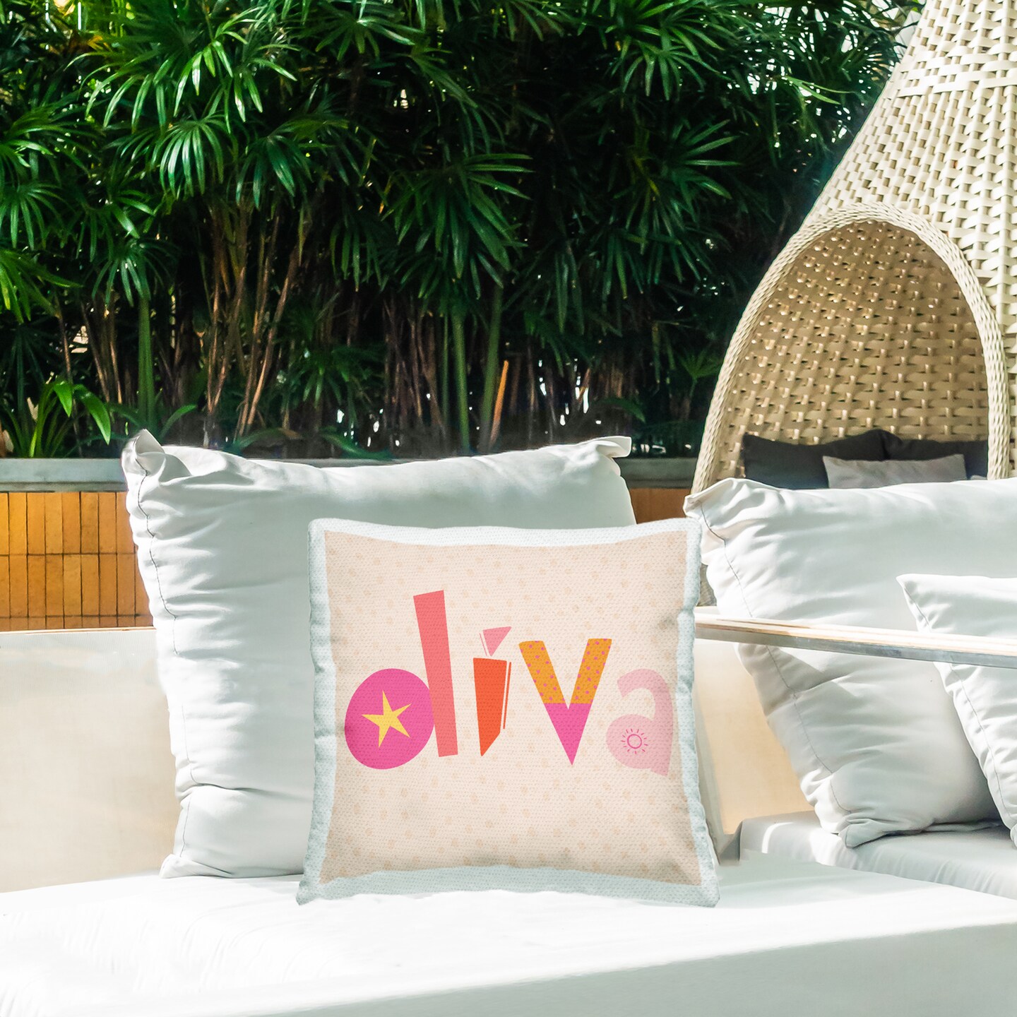 Stupell Industries Diva Patterned Whimsical Text Outdoor Printed Pillow design by Sazerelli Designs, 18 x 7 x 18