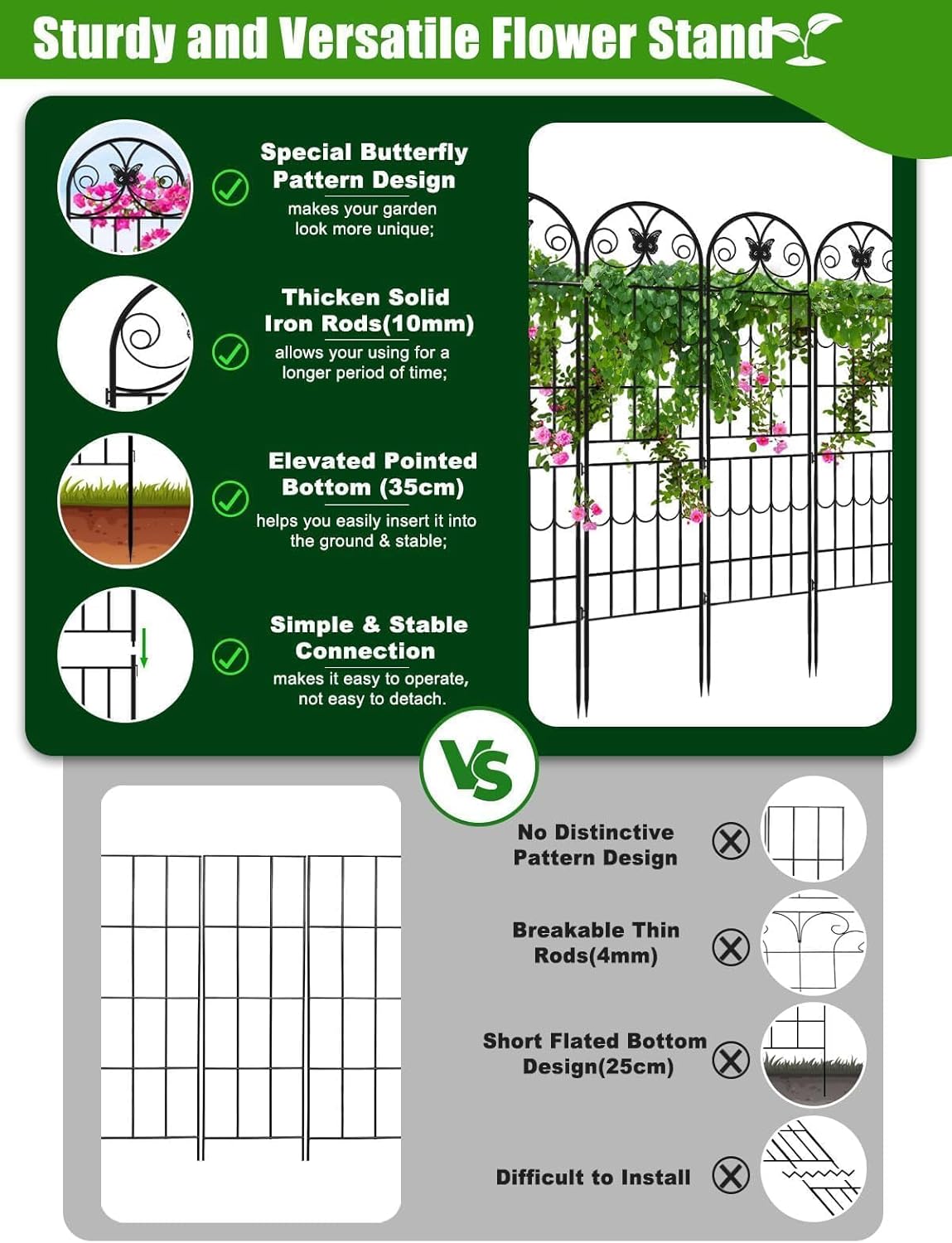 4PCS 87&#x201D;H Metal Garden Trellis for Climbing Plants Outdoor